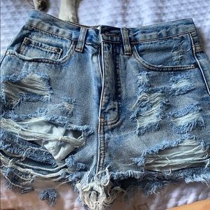 High waisted jean shorts